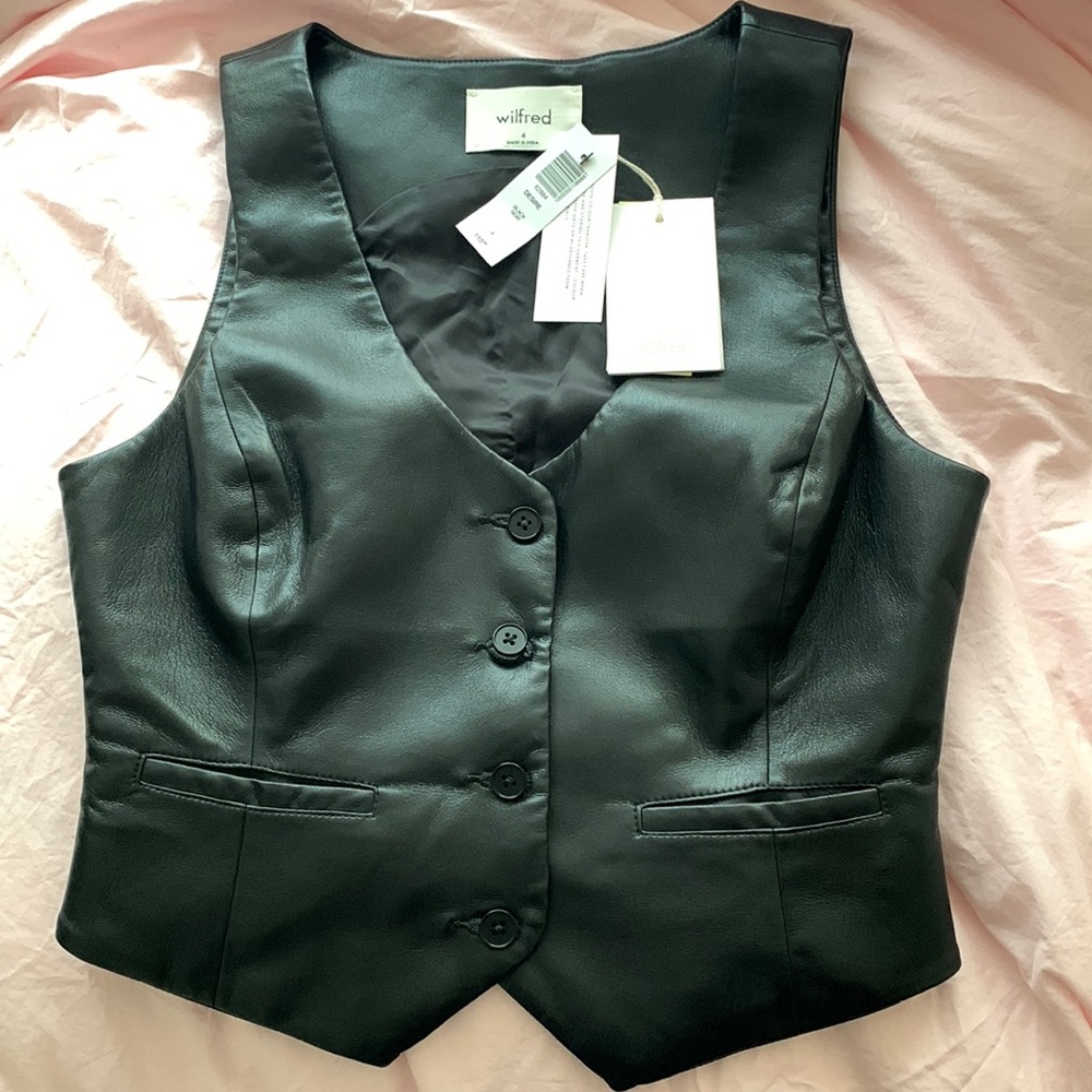 Aritzia Wilfred Desire Vest - Black Vegan Leather